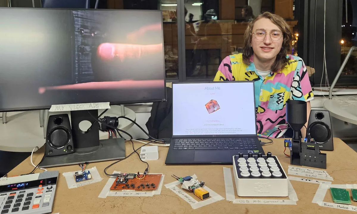 Young adult with electronics