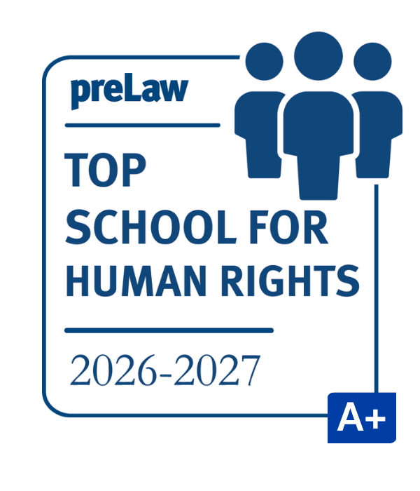 preLaw Magazine Top Law School for Human Rights Law Badge (2026-2027)