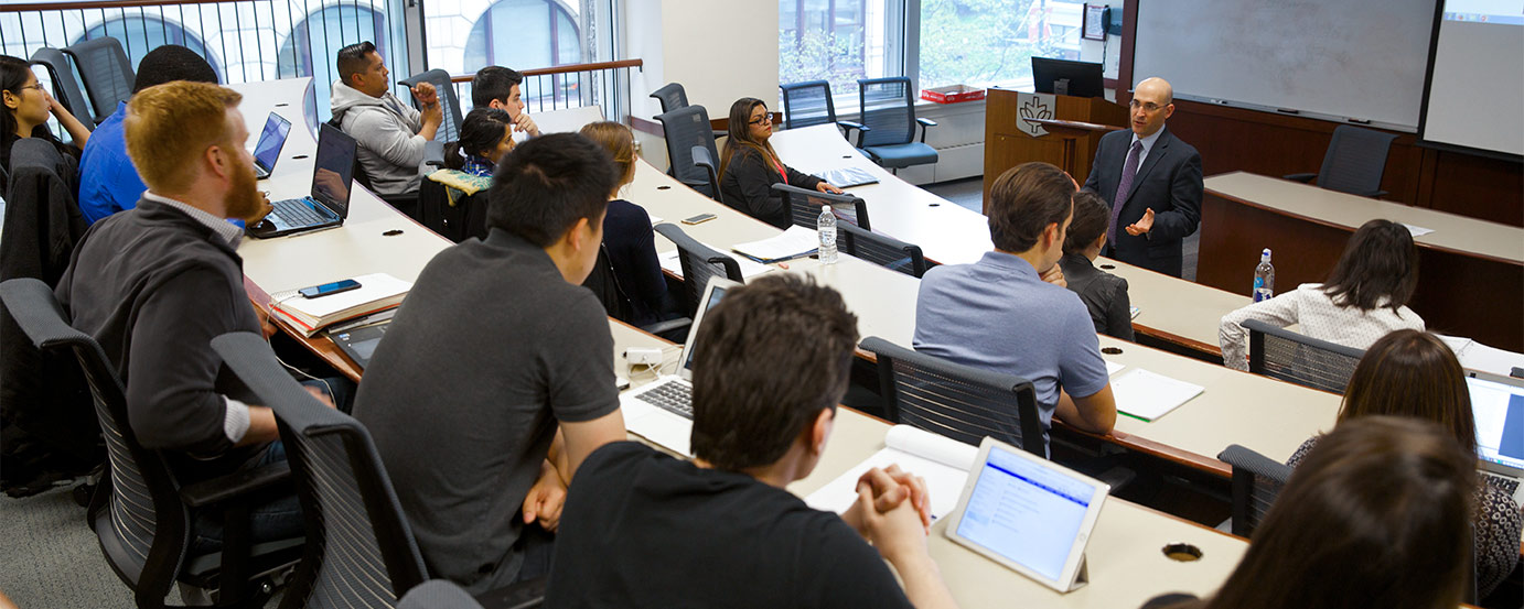 Students listening to a lecture in a classroom