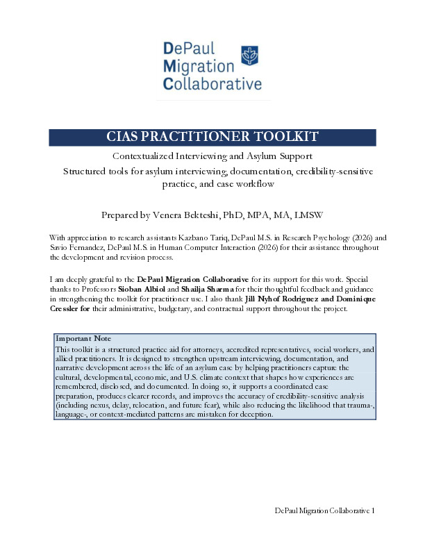 Contextualized Interviewing and Asylum Support (CIAS) Practitioner Toolkit