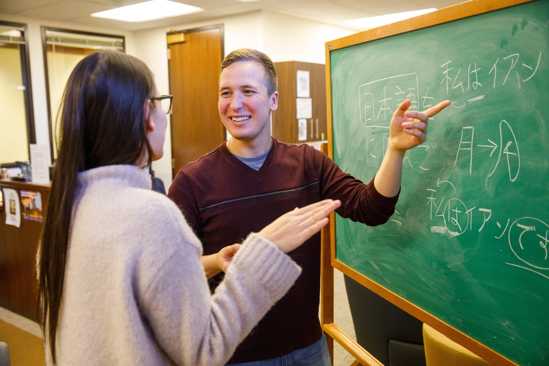 students talking