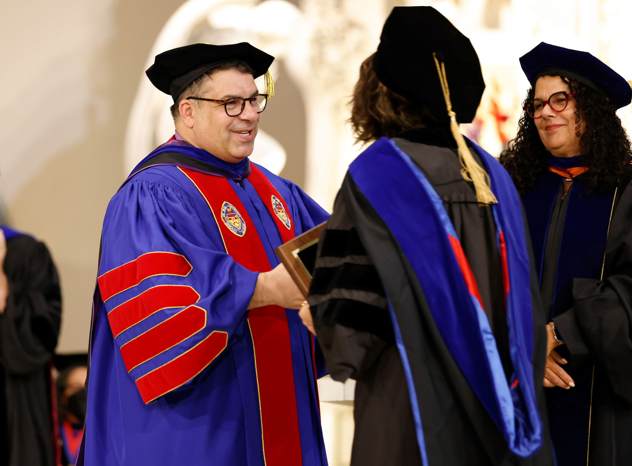 President Rob Manuel is shown at Academic Convocation on Sept. 1, 2022. (DePaul University/Steve Woltmann)