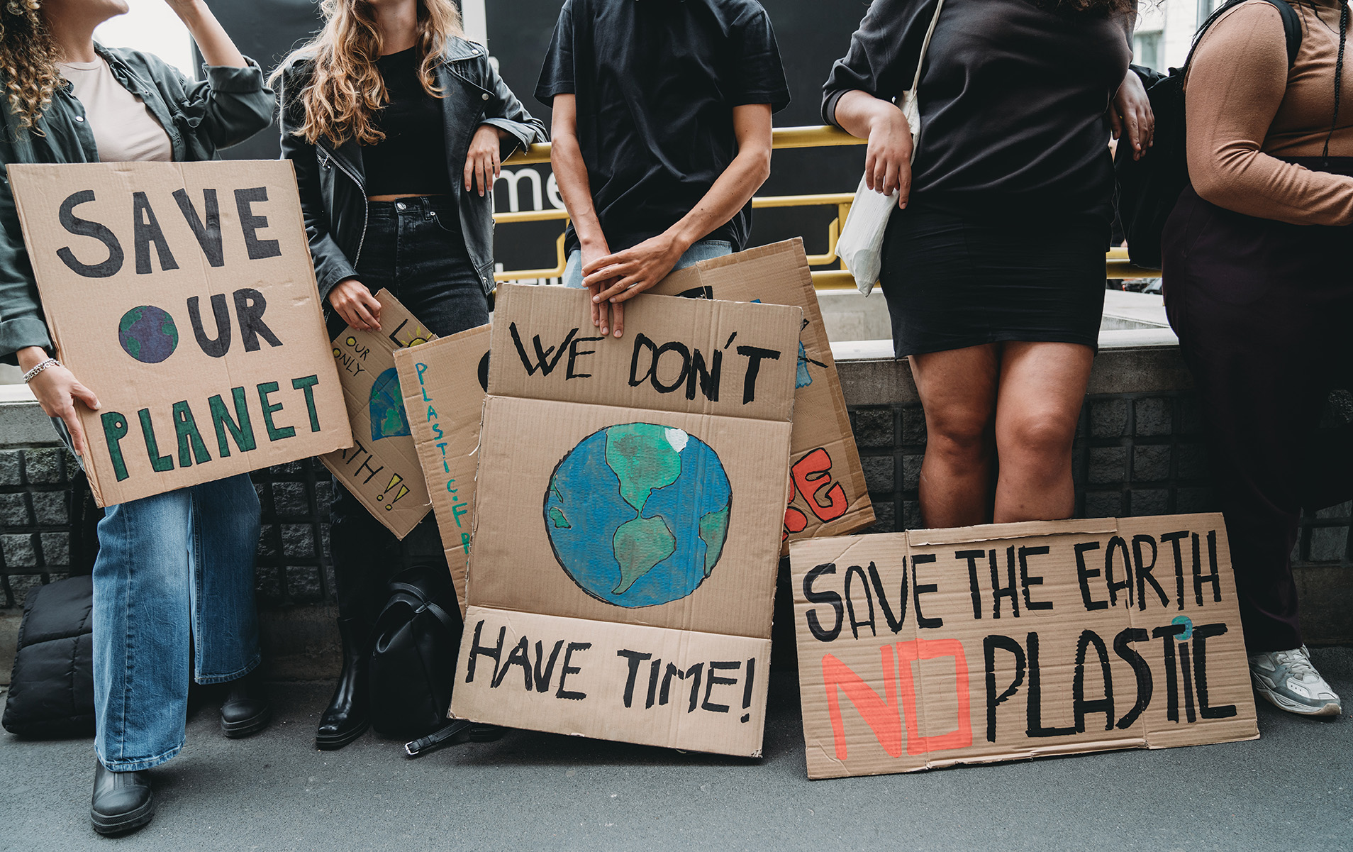 Climate protestors holding