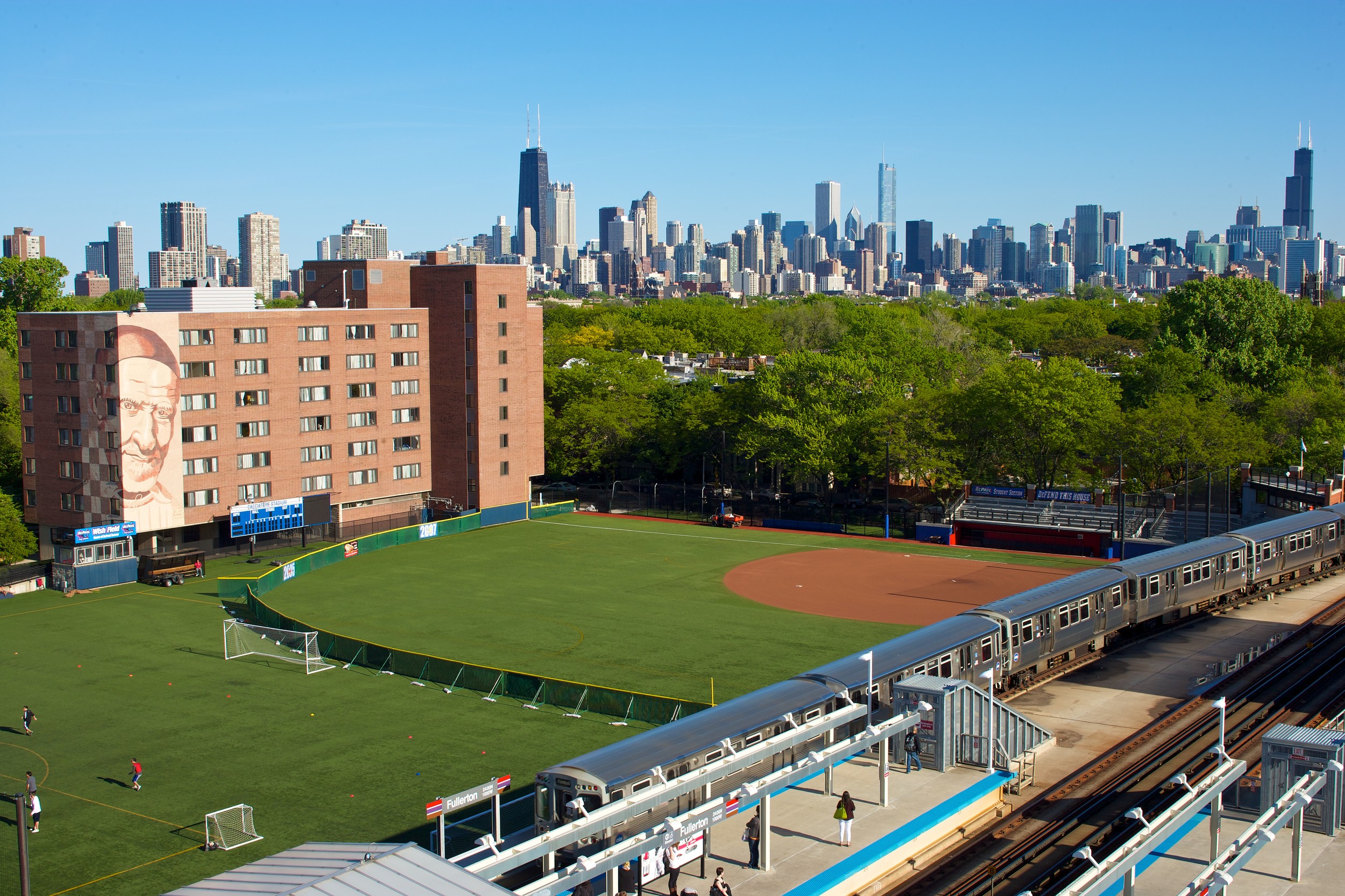 Chicago skyline overlooking Wish Field.