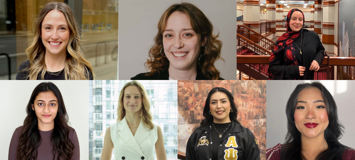 A composite image of the seven student commencement speakers