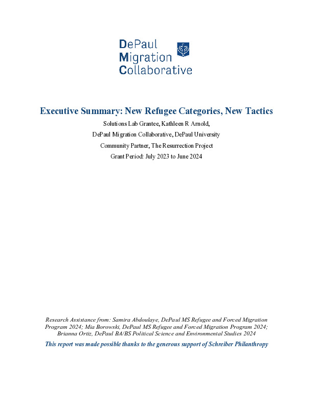 New Refugee Categories, New Tactics (Kathleen R. Arnold)