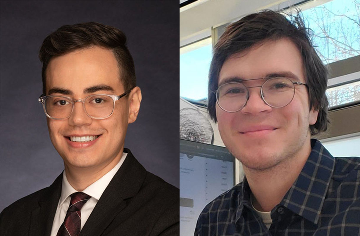 Any mathematician will tell you math is everywhere. Applied mathematics graduate students Michael Bonthron and Jason Echevarria recently published two theses that bridge the valley between seemingly abstract theory and real-life application.