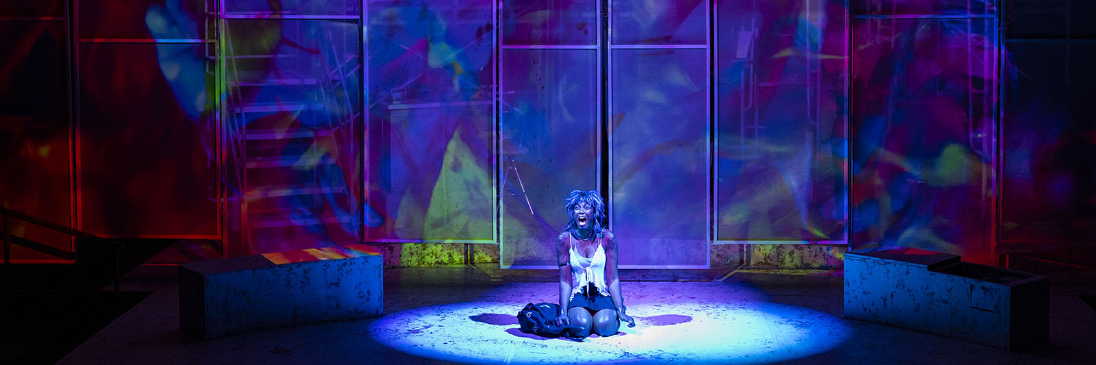An example of student lighting design work in the play Is God Is