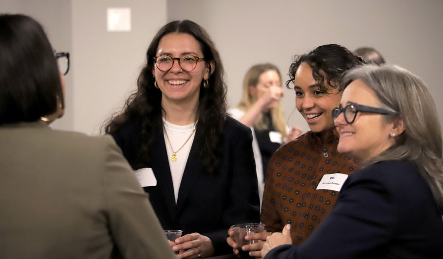 Students networking in a group of people