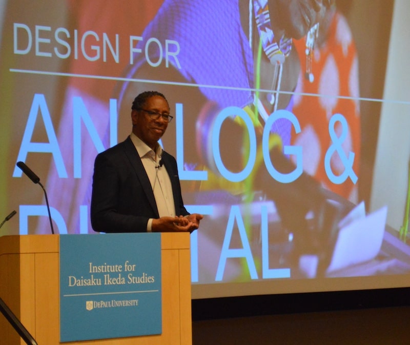 McDowell speaking at podium