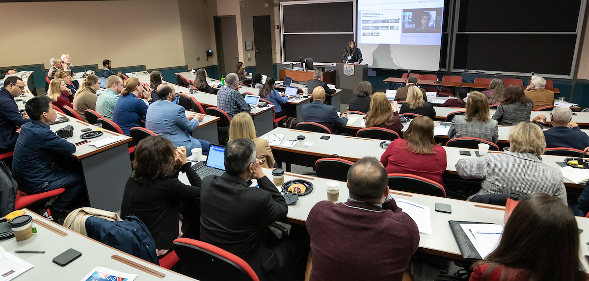 Carolyn Bronstein presents to an audience