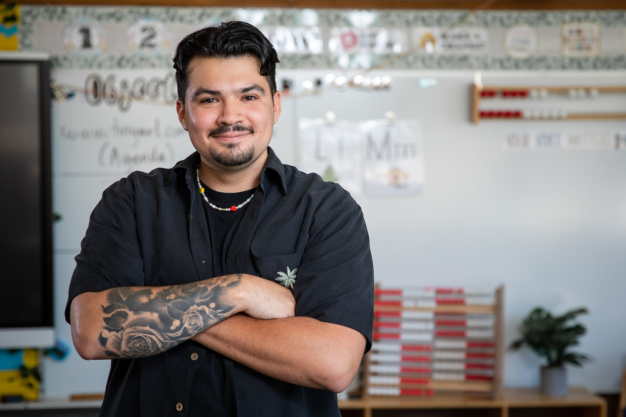 Diego Nunez in a classroom