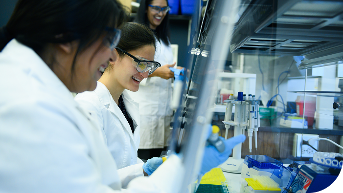 Students working in a lab.
