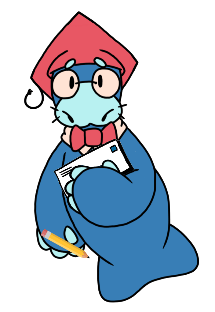 Hugh-Manatee With Pencil and Mail