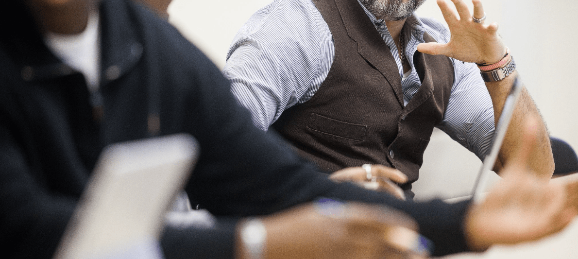 DePaul students in a classroom discussion.