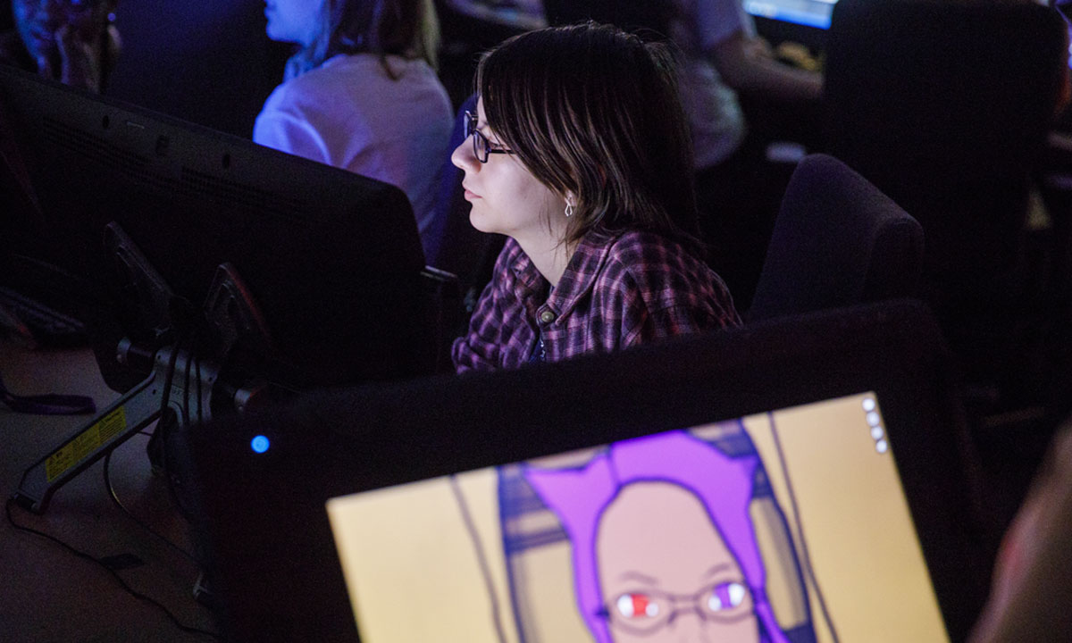 students working on graphics