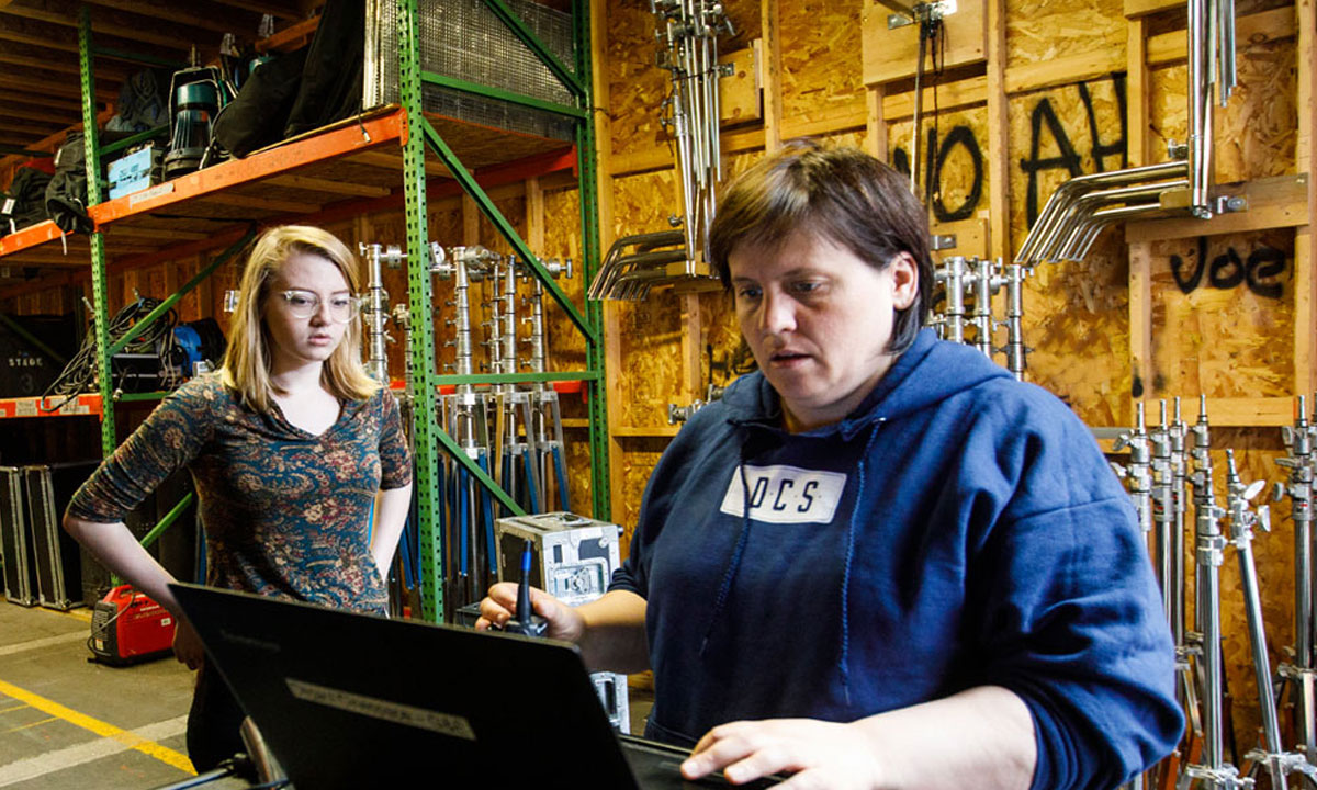 students renting camera gear