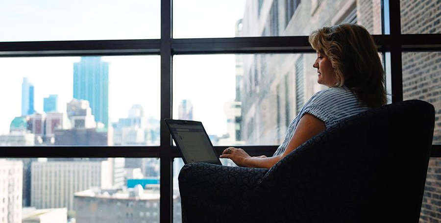 MBA student on laptop