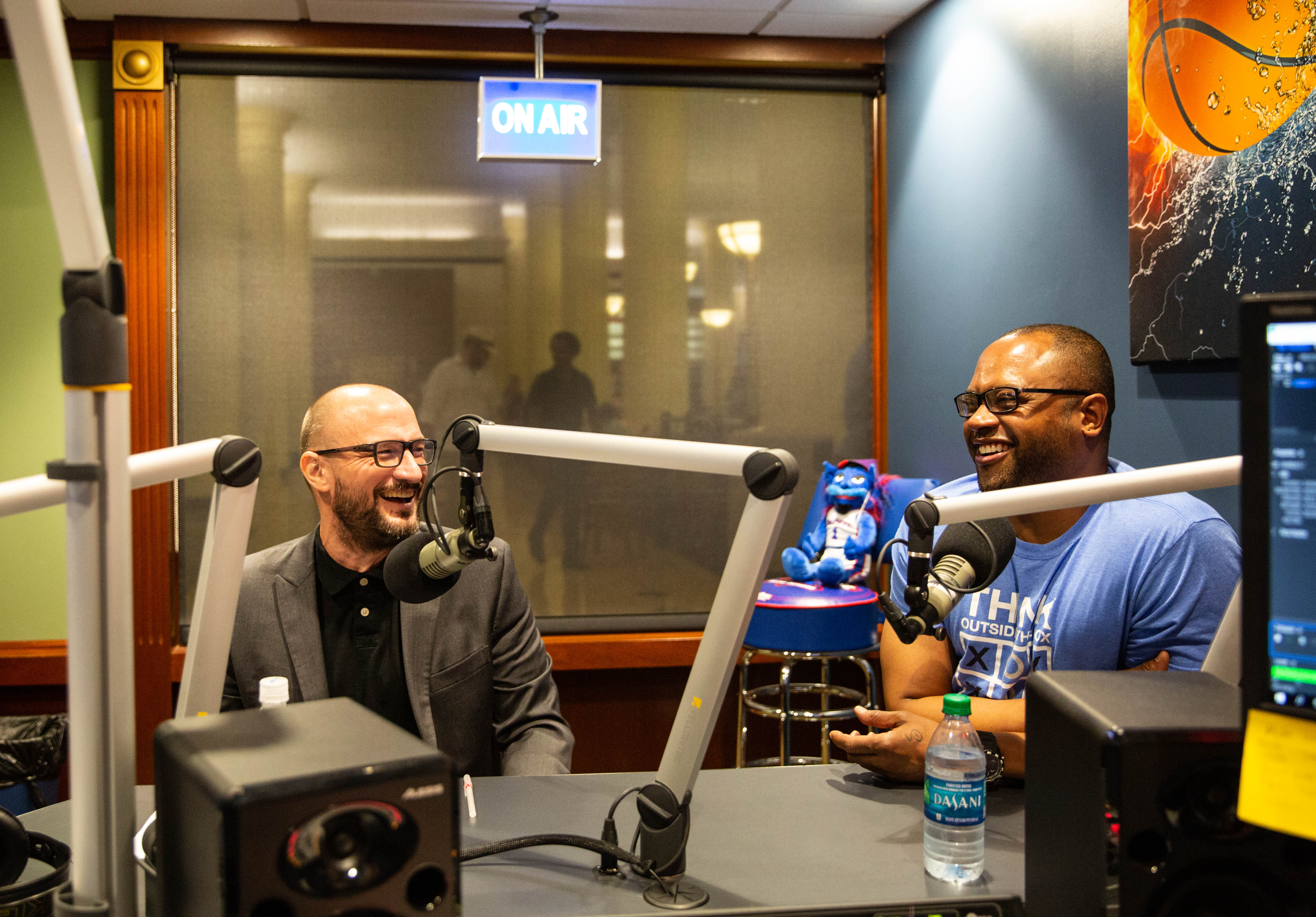 DePaul faculty recording podcast