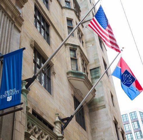 DePaul and American Flags