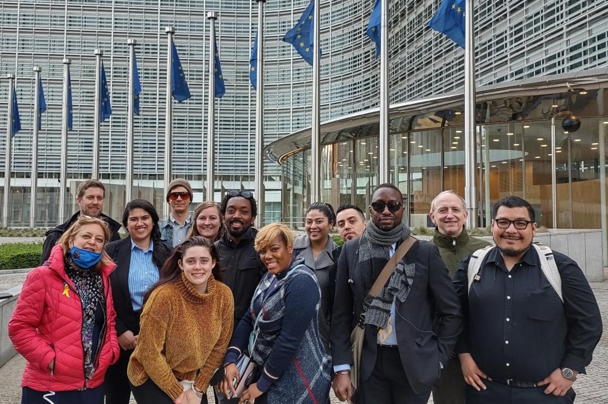 Photo of DePaul students studying abroad in Brussels in March 2022