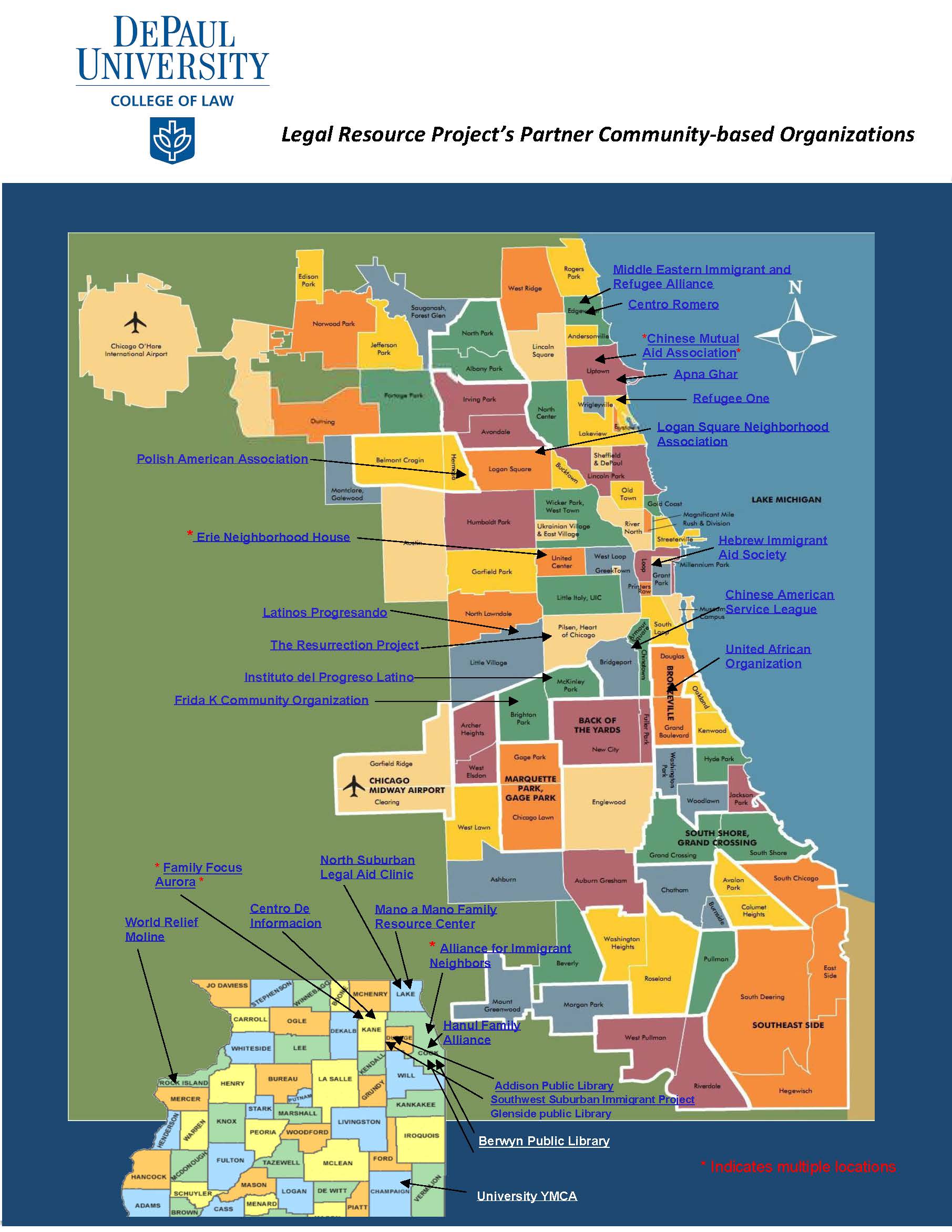 Legal Resources Project Partner Community-based Organizations Map​