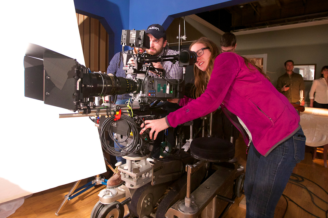 Students operating camera at Cinespace
