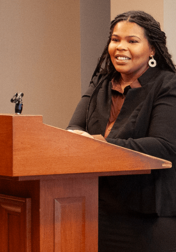 DePaul Law Student At Podium