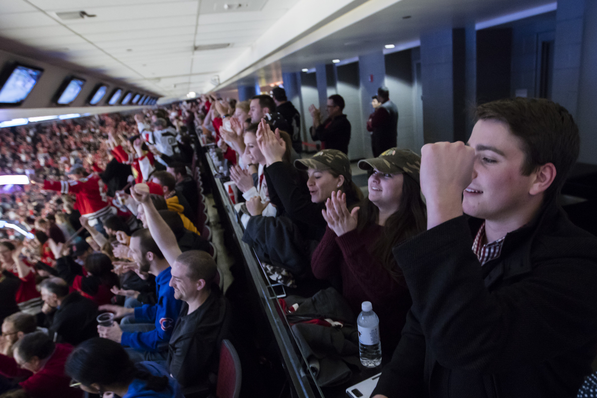 Fans cheer at the United Center