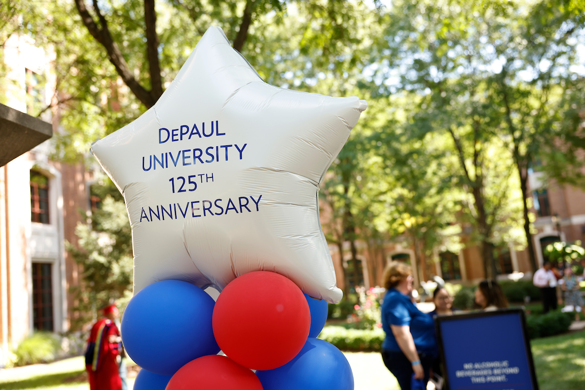 125th Anniversary star balloon on campus