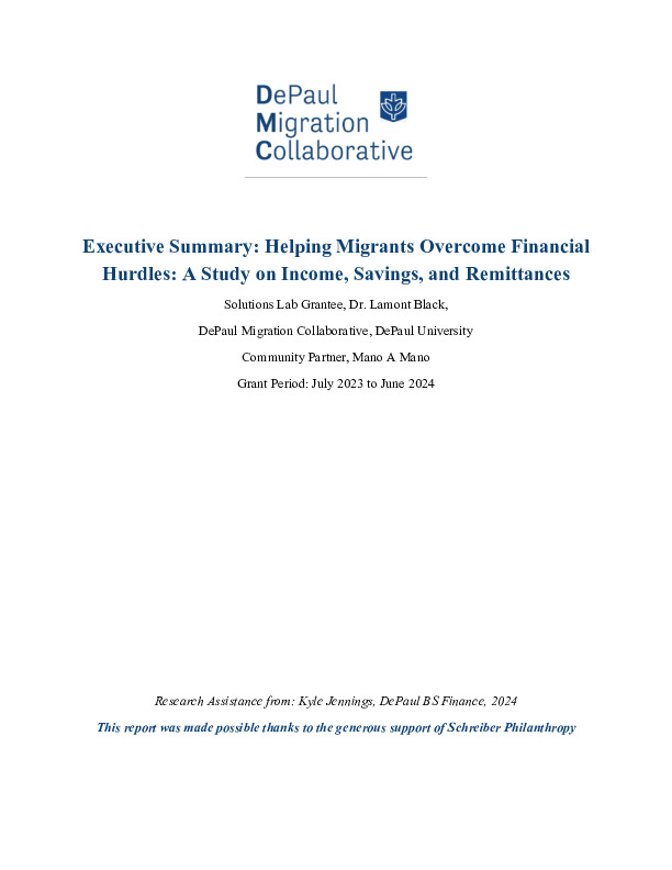 Helping Migrants Overcome Financial Hurdles: A Study on Income, Savings, and Remittances (Dr. Lamont Black)