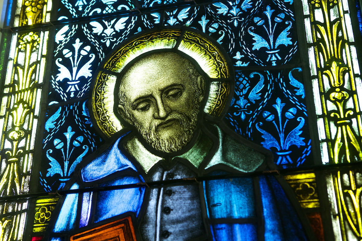 Stained glass depicting St. Vincent de Paul