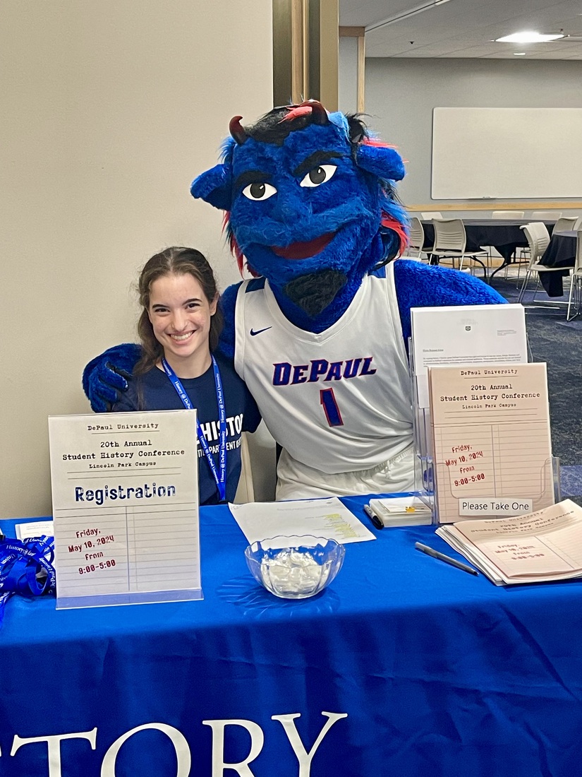 student with Dibs mascot
