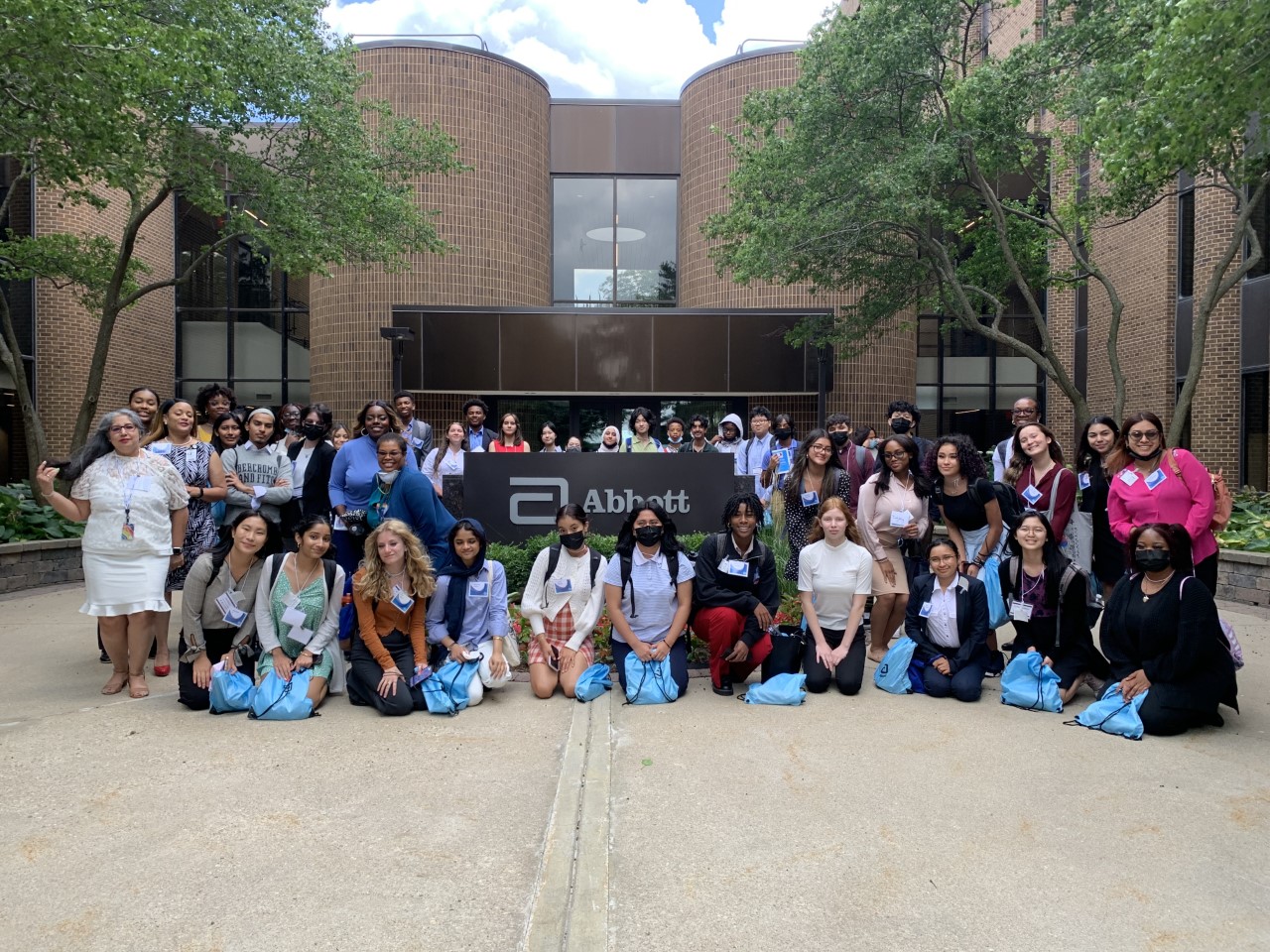 Group shot outside of Abbott Labs