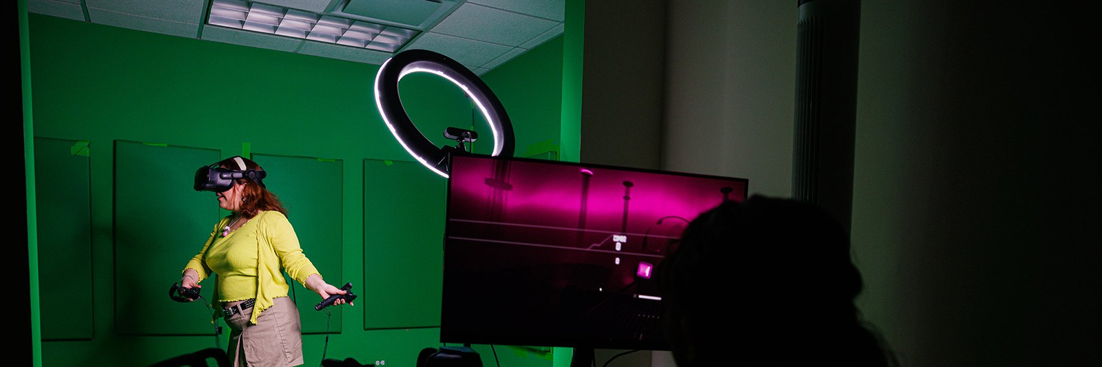 Student using a virtual reality headset