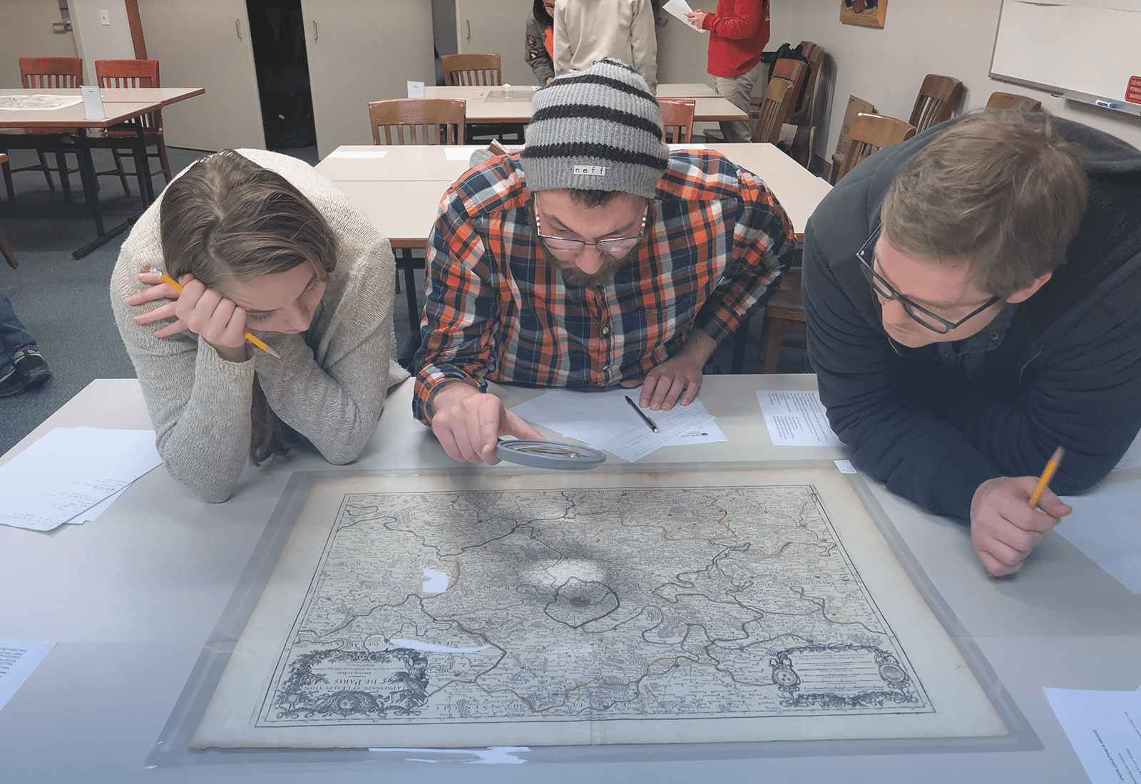 students looking at a map